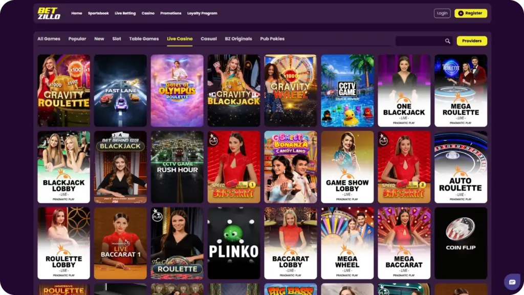 Betzillo live casino dealers Australia